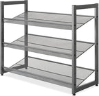 Whitmor Steel Mesh 3-Tier Shoe Rack, Gunmetal Gray