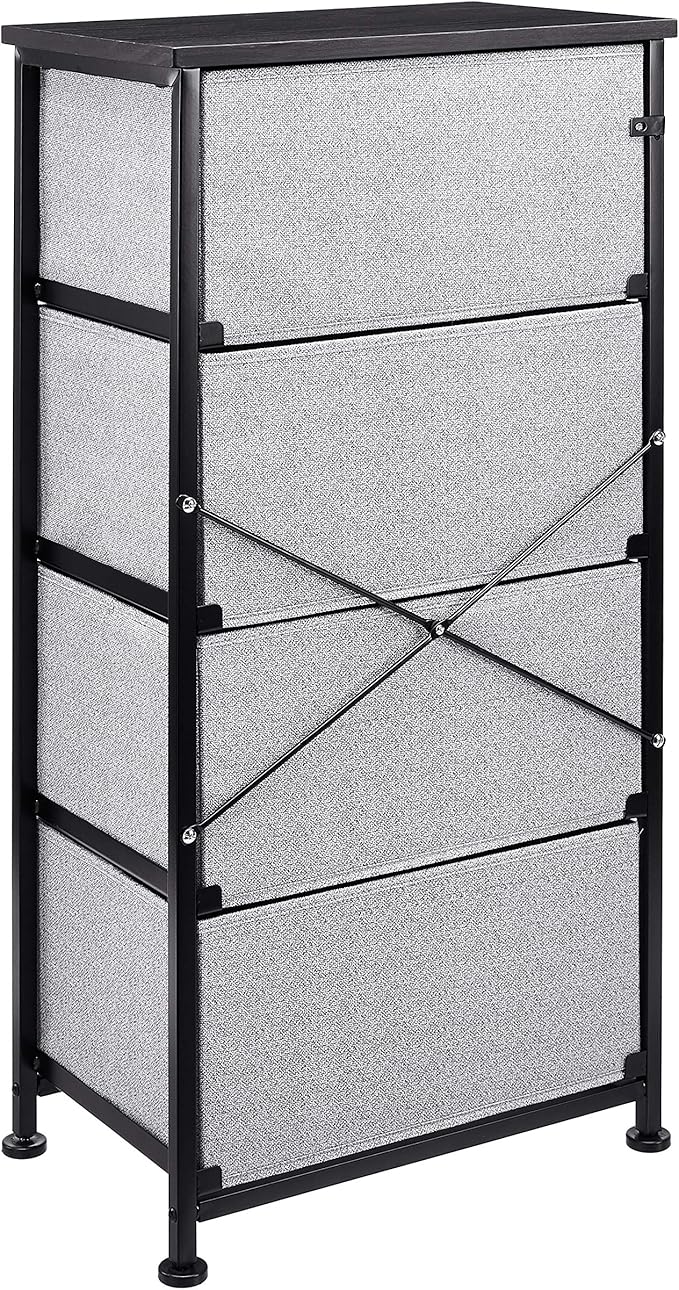 Amazon Basics Fabric 4-Drawer Storage Organizer Unit for Bedroom Closet, Black