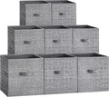SONGMICS Storage Cubes, 10.2 x 10.2 x 11 Inches Non-Woven Fabric Bins with Double Handles, Set of 8, Closet Organizers for Sh