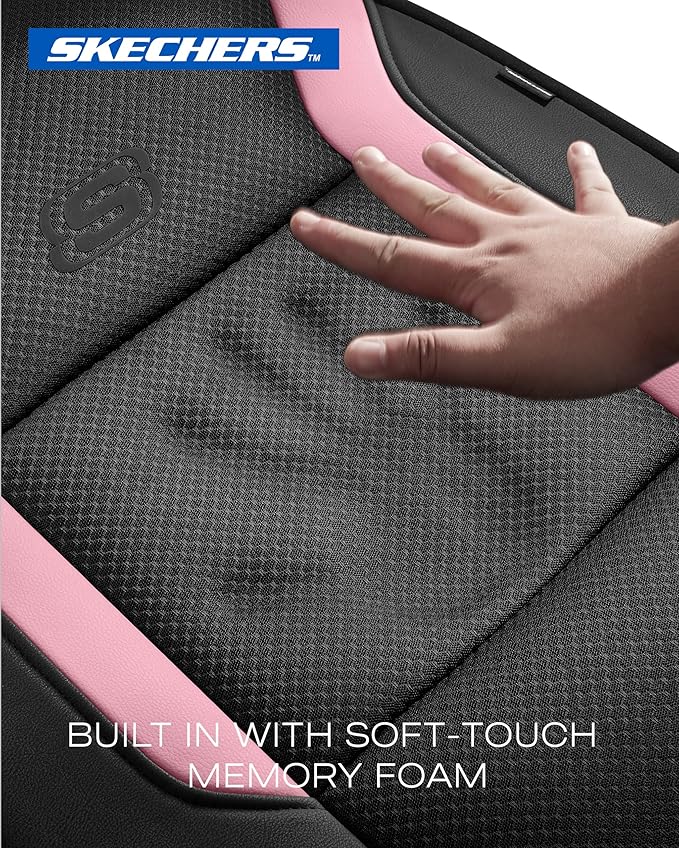 Skechers Memory Foam Car Seat Covers, Air Cool Mesh Thick Seat Covers, Car Seat Full Sets, Airbag Compatible, Automotive Comf