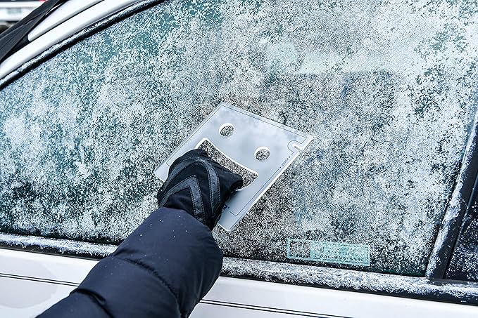 FrostGuard Scrape Buddy Car Ice Scraper Scrape with a Smile - Quickly Remove Frost, Ice and Snow from Your Vehicle Windows and Wiper Blades - Acrylic with Comfort Neoprene Sleeve - Clear Frost