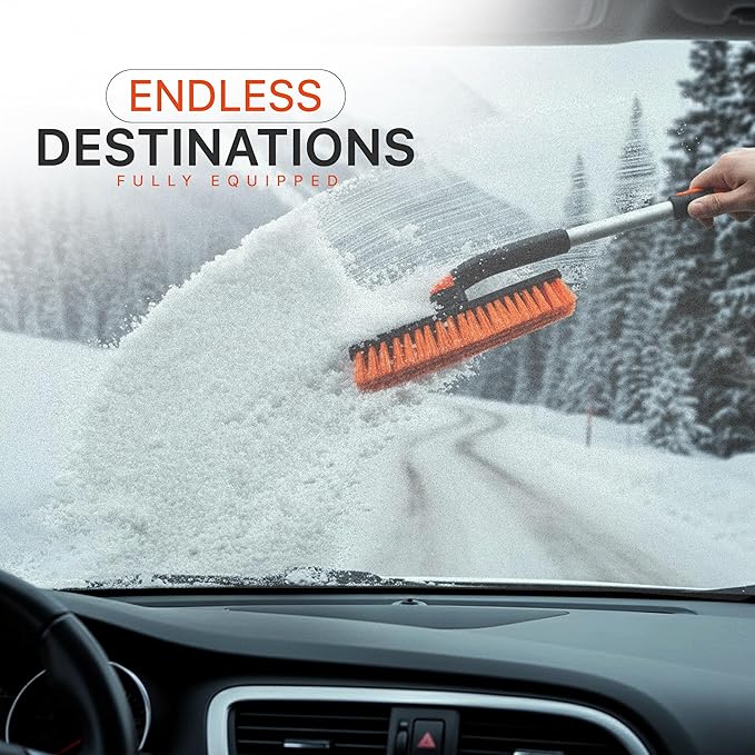 Utopia Home 31" to 37” Extendable Snow Brush for Car and Ice Scrapers for Car Windshield, 360° Rotation Brush Head Snow Broom for Truck and SUVs with Ergonomic Foam Grip