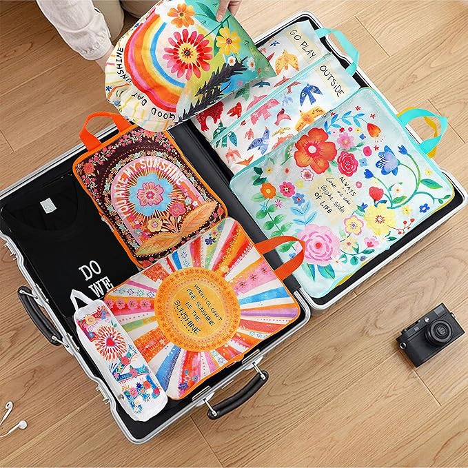 Compression Packing Cubes for Travel, 6 Set Natural Life Luggage Organizers, Lightweight Waterproof Expandable/Compression Ba