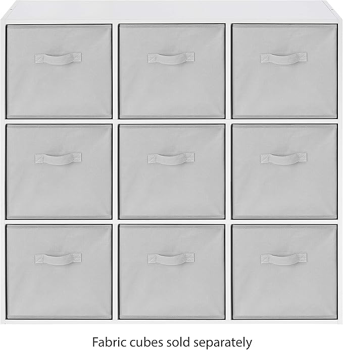 Whitmor 9 Cube Bookcase, 3 Tier Stackable MDF Bookself, Open Storage Display Organizer, Storage Cabinet for Living Room, Bedr