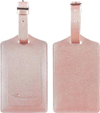 Travelambo Luggage Tags for Suitcases PU Leather Travel Tags Bag Tags Privacy Protection Travel Essentials