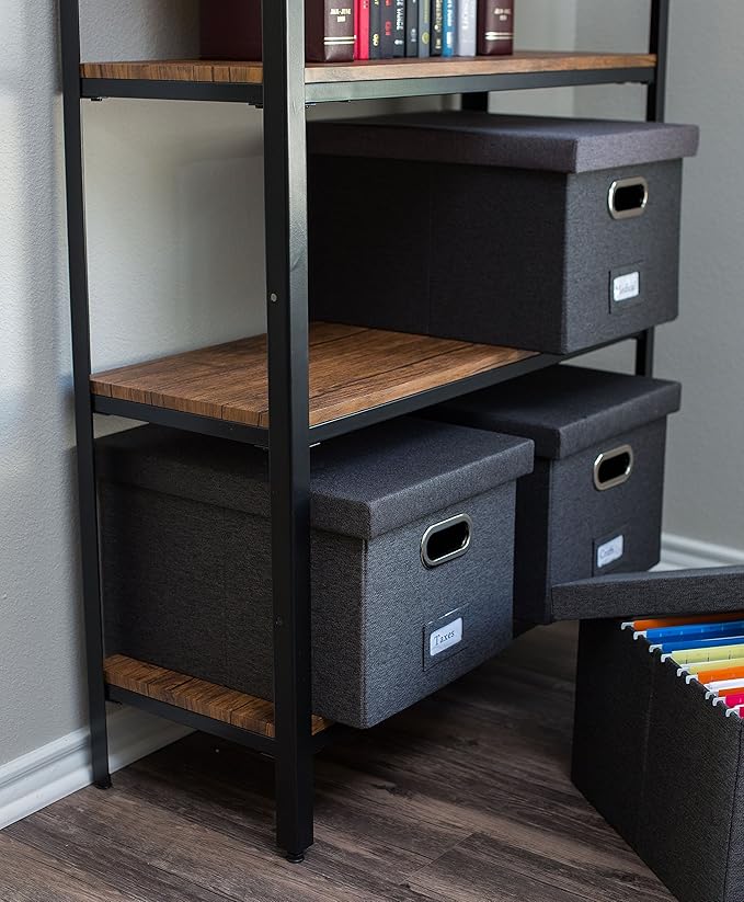 Internet's Best Collapsible File Storage Organizer with Lid - Decorative Linen Filing & Storage Office Box – Hanging Letter/L