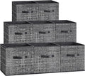 SONGMICS Storage Cubes, 11.8 x 11.8 x 11.8 Inches Non-Woven Fabric Bins with Double Handles, Set of 8, Closet Organizers for 