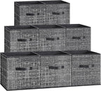 SONGMICS Storage Cubes, 11.8 x 11.8 x 11.8 Inches Non-Woven Fabric Bins with Double Handles, Set of 8, Closet Organizers for 