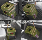 EPAuto Waterproof Car Trash Can with Lid and Storage Pockets, 2.5 Gallon Leakproof, Green