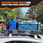 Mockins 64"x39"x6" Extendable Roof Rack Cargo Carrier | 250 Lbs. Capacity Weatherproof Steel Roof Basket | Rooftop Cargo Carrier Set w/Ratchet Straps & Bungee Net for SUV, Van, & Car Roof Storage