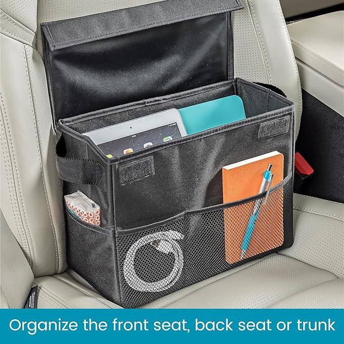 High Road Carganizer Car Storage Bin with Lid - Multipurpose Storage Box for Car for the Back Seat, Front Seat or Trunk -