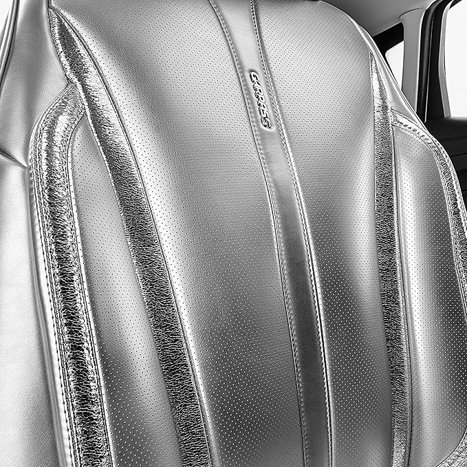 CAR PASS Ultra+ Nappa Leather Car Seat Covers Full Set Universal Cushioned, Soft Breathable Waterproof Anti-Slip Driver Seats