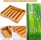Bellsal Silverware Organizer Kitchen Drawer Organizer Expandable Bamboo Utensil Holder Cutlery Tray for Kitchen Utensil and F