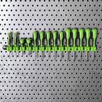 Olsa Tools Premium Wall-Mount Screwdriver Organizer - Black Nylon with Neon Green Clips - Holds 14 Screwdrivers - Part: 1031