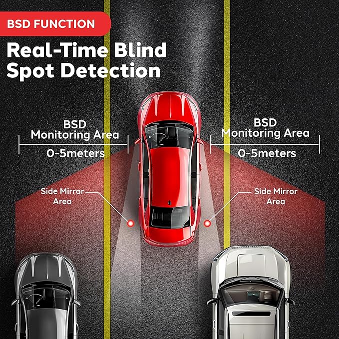 Pyle Ultrasonic Blind Spot Detection System, BSD Change Lane Safer, BSA BSM Blind Spot Monitoring Assistant Car Driving Secur