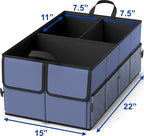 EPAuto Foldable Car Trunk Organizer for SUV, 3-Compartment with Removable Divider, Blue