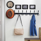 Dseap Coat Rack Wall Mount - 29.5” Long 8-Tri-Hooks Heavy Duty Coat Hanger Rail Wall Hooks for Hanging Coats Hats Clothing Cl