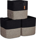 NaturalCozy Storage Cubes 11 Inch Cotton Rope Woven Baskets for Organizing, 3-Pack | Cube Storage Bin | Square Storage Basket