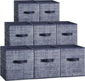SONGMICS Storage Cubes, 10.2 x 10.2 x 11 Inches Non-Woven Fabric Bins with Double Handles, Set of 8, Closet Organizers for Sh