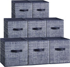 SONGMICS Storage Cubes, 10.2 x 10.2 x 11 Inches Non-Woven Fabric Bins with Double Handles, Set of 8, Closet Organizers for Sh