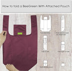 BeeGreen Blue Reusable Grocery Bags Wholesale Blue Reusable Kitchen Bags Bulk Foldable-Machine Washable with Zipper Storage Pouch 10 Packs