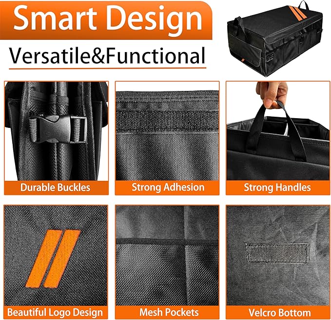 YOSRTER for Dodge Charger Durango Challenger Ram Car Trunk Organizer Collapsible Storage Box with Handle Foldable Lid Non