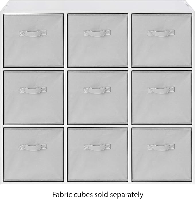 Whitmor 9 Cube Storage Organizer, 3 Tier Stackable MDF Bookcase, Open Storage Display Bookshelf, Storage Cabinet for Living R