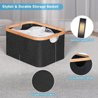 efluky Storage Baskets for Organizing, Fabric Storage Bins with Bamboo Handles, Collapsible Storage Baskets for Shelves and C