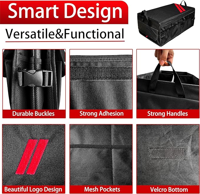 YOSRTER Car Trunk Organizer for Dodge Charger Durango Challenger Ram Collapsible Storage Box with Handle Foldable Lid Non
