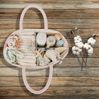 Large Baby Diaper Caddy Organizer for Girl Boy Rope Nursery Storage Bin Basket Portable Holder Tote Bag for Changing Table Ca