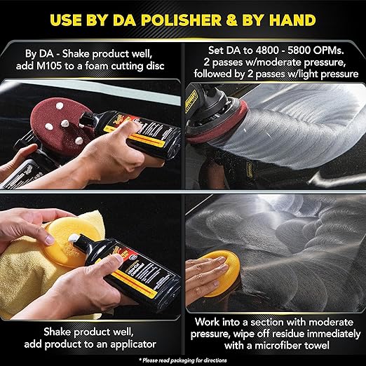 Meguiar’s Mirror Glaze M105 Ultra-Cut Compound, Pro-Grade Car Compound for Removing Scratches and Heavy Swirls, Restores Gloss and Clarity, Car Guy Gifts for Men and Women Who Love to Detail, 8 Oz