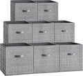 SONGMICS Storage Cubes, 13 x 13 x 13 Inches Non-Woven Fabric Bins with Double Handles, Set of 8, Closet Organizers for Shelve