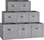 SONGMICS Storage Cubes, 13 x 13 x 13 Inches Non-Woven Fabric Bins with Double Handles, Set of 8, Closet Organizers for Shelve