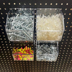 Clear Acrylic Pegboard Bins, 4-Pack, Snap-On Storage Cups for Standard Pegboard, Garage Workbench Organizer for Screws, Nails