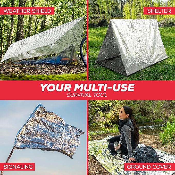 Mart Cobra Emergency Blanket 100-Pack | Reflective Thermal Blanket | Survival Gear | Lightweight Mylar Blankets | Retains 90%
