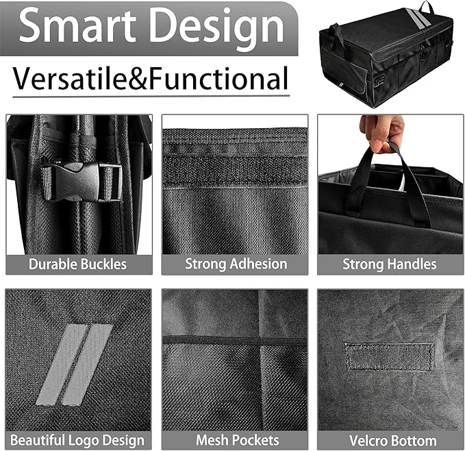 YOSRTER for Dodge Charger Durango Challenger Ram Car Trunk Organizer Collapsible Storage Box with Handle Foldable Lid Non