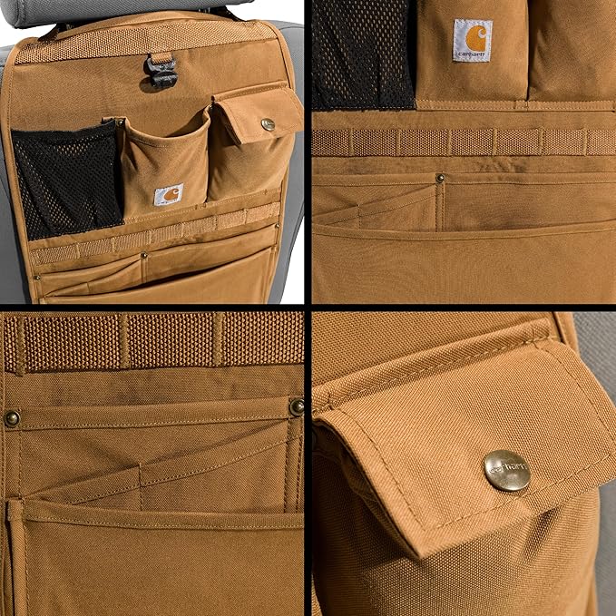 Carhartt Universal Nylon Duck Automotive Seat Back Organizer, Organization for Work and Kids, Carhartt Brown