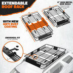 Mockins 64"x39"x6" Extendable Heavy Duty Roof Rack Basket w/ 16 CuFt Waterproof Cargo Bag for Top of Car | 250Lbs Cap All Weather Rooftop Cargo Carrier for Top of Vehicle & Car Top Carrier Accessories