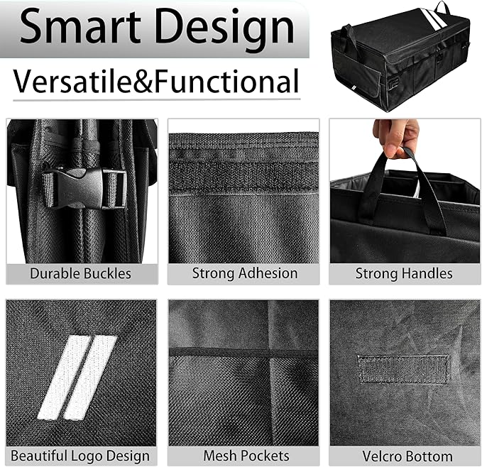 YOSRTER for Dodge Charger Durango Challenger Ram Car Trunk Organizer Collapsible Storage Box with Handle Foldable Lid Non