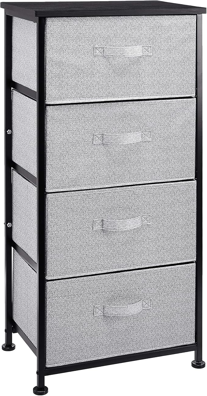 Amazon Basics Fabric 4-Drawer Storage Organizer Unit for Bedroom Closet, Black
