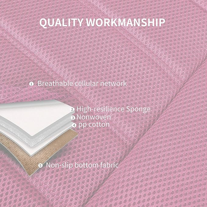 Leather 3D Foam Back Support Pink Car Seat Covers Full Set, Air Mesh Automotive Seat Covers, All Season Car Seat Cover Fit Au
