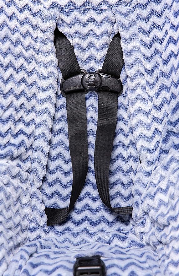 Niko Easy Wash Children's Car Seat Cover & Liner - Blue Chevron Minky - Great for Winter Weather - Universal FIT - Crash Test