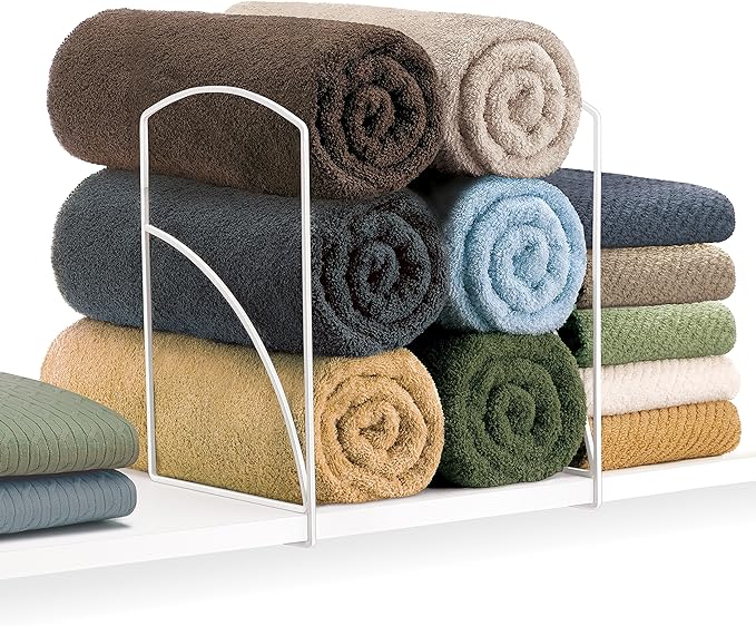 LYNK Professional® Home™ Tall White Shelf Dividers - Linen Closet Organizers and Storage - Linen Storage - Closet Organizatio