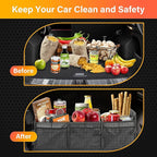 YSSOA Multi Compartments Car Trunk Organizer, 600D Anti-slip Waterproof Oxford Polyester Car Storage, with Adjustable Strap,