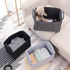 Minoisome Storage Basket Felt Storage Bin Collapsible& Convenient Box Organizer with Carry Handles for Office Bedroom Closet 